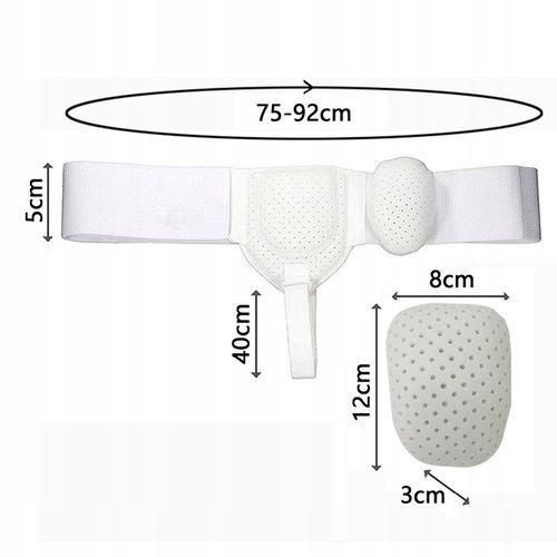 MEDYCZNY PAS PRZEPUKLINOWY PACHWINOWY DO LEWA I PRAWA STRONY 75-92 cm BIAŁY na Arena.pl