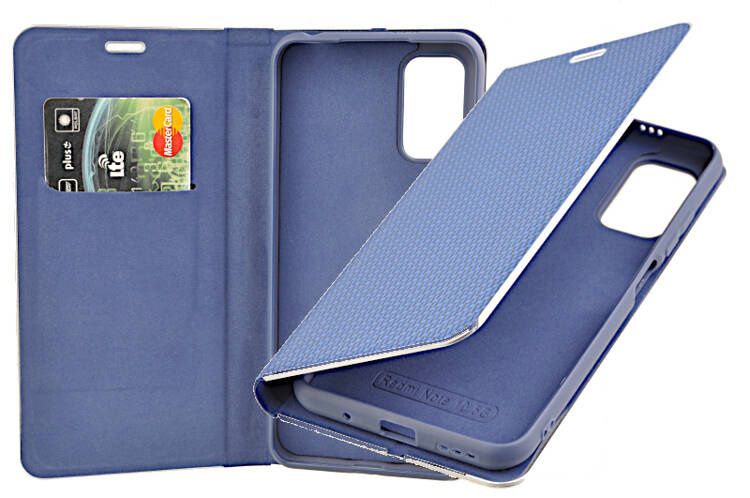 Etui Book Carbon do Redmi Note 10 5G / Poco M3 Pro niebieski zdjęcie 1