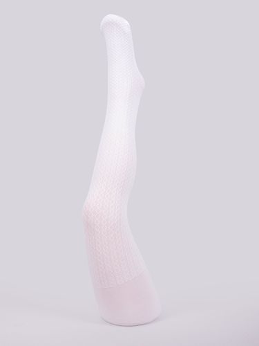 Rajstopy dziecięce mikrofibra ażurowe romby białe 30 DEN 116-122 na Arena.pl