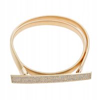 Pasek damski sprężynka prostokąt cyrkonie kolor złoty 9,5cm