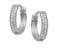 Eleganckie rodowane srebrne kolczyki kółka z cyrkoniami srebro 925 Z0967