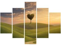 70 100CM OBRAZ 5 ELEM DRZEWO SERCE DRUK PŁÓTNO