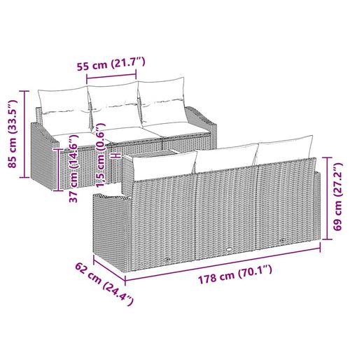 Zestaw Sof na Ogród 7 pcs Szary na Arena.pl