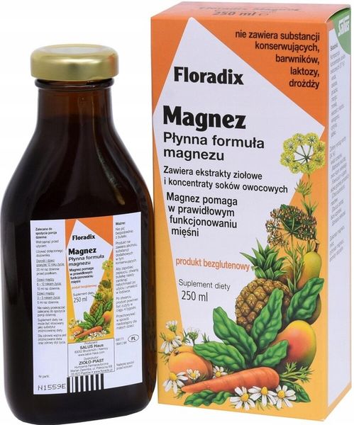 Floradix Magnez płynna formuła 250ml Dla silnych mięśni Zmęczenie Znużenie zdjęcie 1