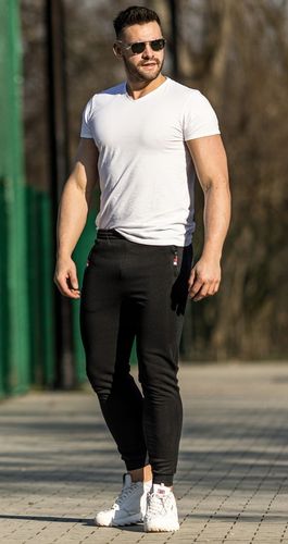 SPODNIE DRESOWE DRESY WIOSENNE ZE ŚCIĄGACZEM NA CODZIEŃ No6 CZARNE - XL na Arena.pl