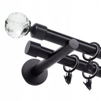 CZARNY KARNISZ PODWÓJNY 220CM DLA NOWOCZESNYCH WNĘTRZ - KULA KRYSZTAŁOWA