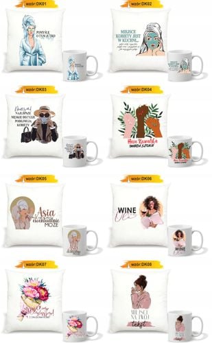 Zestaw PODUSZKA + KUBEK twój nadruk grafika tekst PREZENT na DZIEŃ KOBIET na Arena.pl