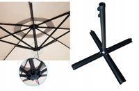 Parasol Ogrodowy 350cm Wysięgnik 8 segmentów DUŻY Składany SZARY