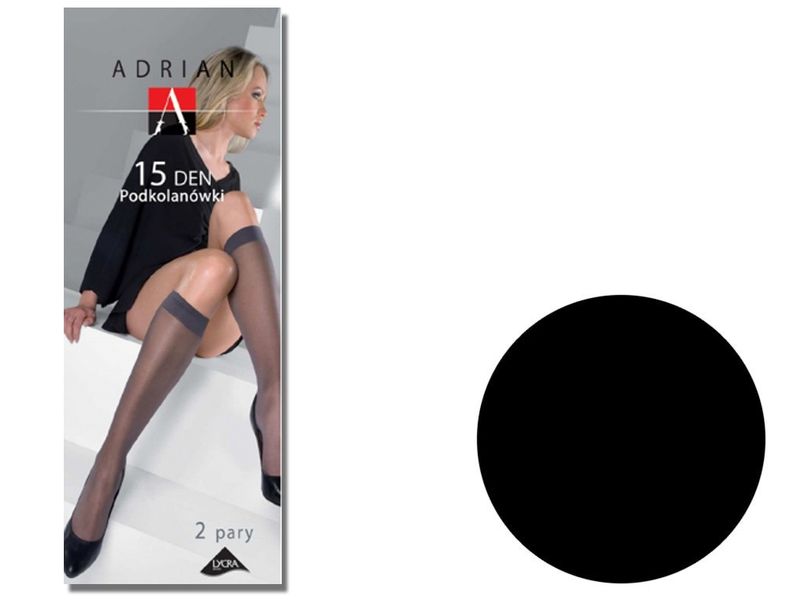 Podkolanówki Lycra Adrian 15den Nero Uni zdjęcie 1