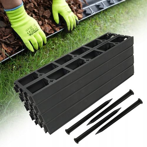 OBRZEŻE OGRODOWE 10m czarny 4,5cm trawnikowe border tworzywo + kotwy na Arena.pl