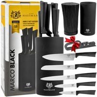 NOŻE W BLOKU KOMPLET ZESTAW NOŻY KUCHENNYCH 5SZT. +OSTRZAŁKA DO NOŻY