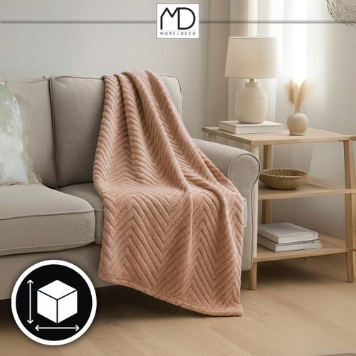 Ciepły koc ozdobny narzuta na łóżko prezent pled 200x220 cm brązowy na Arena.pl