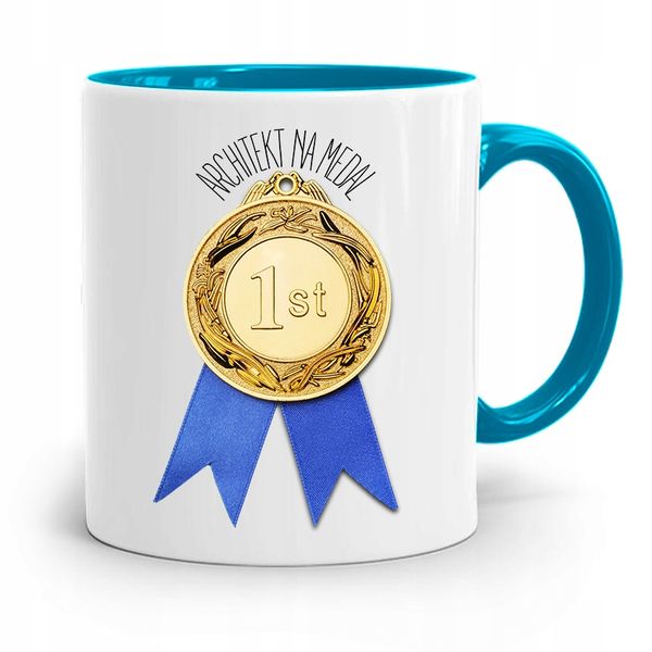 Kubek Błękitny Architekta Na Medal Prezent Z Nadrukiem Ze Zdjęciem zdjęcie 1