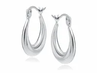 WISZĄCE RODOWANE SREBRNE GŁADKIE KOLCZYKI ELIPSY POLEROWANE WYSOKI POŁYSK