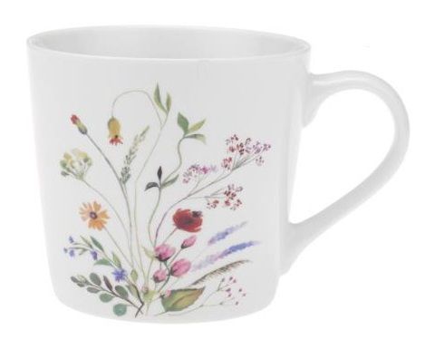 Kubek porcelanowy 400 ml New Bone biały z nadrukiem w kolorowe kwiatki wz.4 na Arena.pl