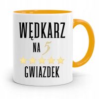 Kubek Żółty Wędkarza Wędkarz Na 5 Gwiazdek Prezent Z Nadrukiem Ze Zdjęciem