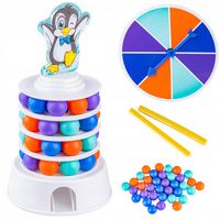 ZESTAW Gra ZRĘCZNOŚCIOWA dla Dzieci Kuleczki Pingwin Pingwinek na Nartach