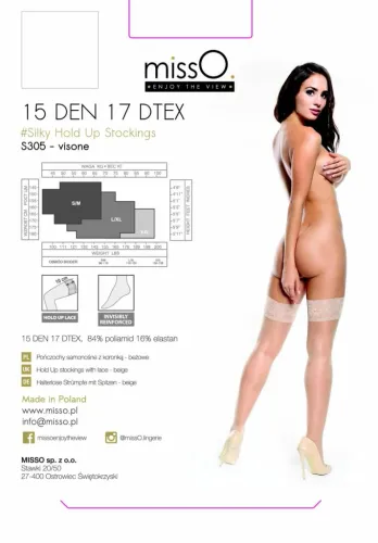 misso s305 pończochy samonośne beżowe l/xl koronka 15 den na Arena.pl
