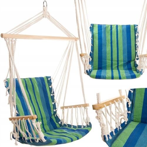 DUŻY FOTEL WISZĄCY HAMAK BRAZYLIJSKI HUŚTAWKA DO DOMU OGRODU + PODŁOKIETNIK na Arena.pl