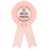 Kotylion różowy przypinka WIECZÓR PANIEŃSKI