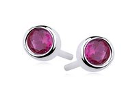 Delikatne rodowane okrągłe srebrne kolczyki rubin cyrkonie srebro 925 R0073E_P