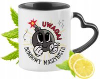 Kubek Czarny Z Uszkiem W Kształcie Serca Dla Maszynisty Na Prezent