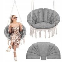 MIĘKKA PODUSZKA NA HUŚTAWKĘ BOCIANIE GNIAZDO FOTEL GRUBA SZARA 130cm