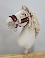 kantar regulowany dla konia hobby horse a3 bordowy z czarnym futerkiem