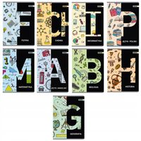 9x ZESZYT SZKOLNY PRZEDMIOTOWY ze ściągą A5/60 kart LAMINOWANE METALIZOWANE