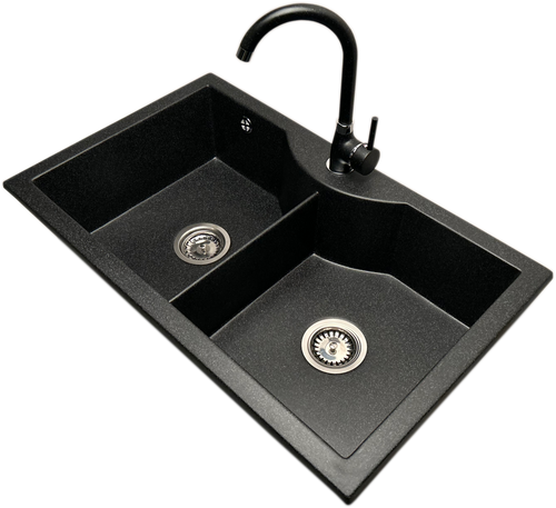 Zlewozmywak 2 komorowy PENTA grafit + bateria NOON na Arena.pl