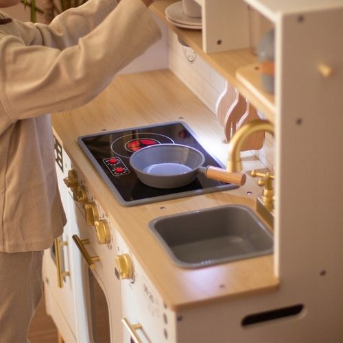 Duża Interaktywna Edukacyjna Drewniana Kuchnia z Oświetleniem LED 2 Poziomy na Arena.pl