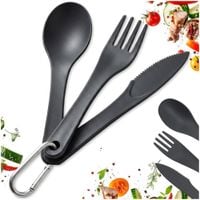3x Sztućce Turystyczne Piknikowe Podróżne Plastikowe Łyżka Nóż Widelec