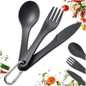 3x Sztućce Turystyczne Piknikowe Podróżne Plastikowe Łyżka Nóż Widelec