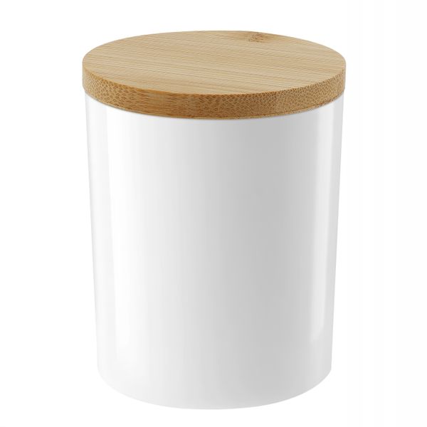 Słoik do świec biały połysk 200 ml z bambusową pokrywką zdjęcie 1