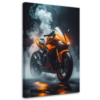 Obraz nowoczesny do pokoju młodzieżowego, Pomarańczowy Motocykl