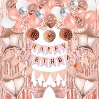 Zestaw Dekoracji Urodzinowych Różowe Złoto Girlanda Balony Konfetti Duży