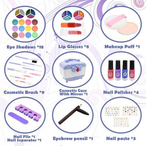 KUFER KOSMETYKÓW DO MAKIJAŻU I PAZNOKCI CIENIE,ZESTAW DLA MAŁEJ KSIĘŻNICZKI na Arena.pl