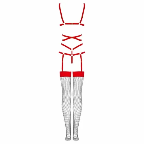 livco corsetti thiara lc 20213 komplet body z pończochami czerwony s/m na Arena.pl