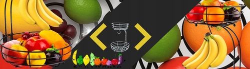 KOSZ NA OWOCE I WARZYWA Koszyk Stojak Piętrowy Czarny Dwupoziomowy na Arena.pl