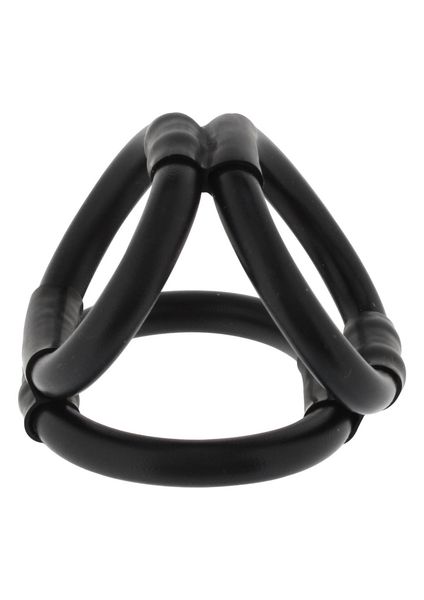 Tri Ring Cock Cage Black zdjęcie 1