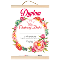 dyplom A4 z drewnianymi listewkami "Dla Cudownej Babci"