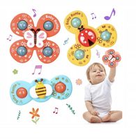 ZABAWKA SENSORYCZNA FIDGET SPINNER Z PRZYSSAWKĄ PREZENT GRZECHOTKA 3 SZT