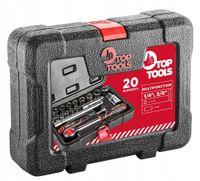 Top tools Zestaw kluczy nasadowych 1/4" 3/8" 20 elem.