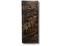 Płaskorzeźba drewniana Jeleń w górach prezent dla myśliwego leśnika 50cm