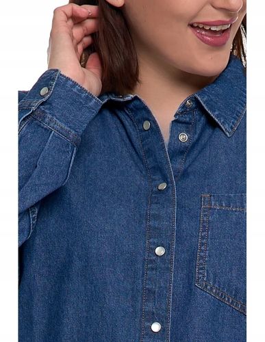 Damska Koszula Jeansowa Ciemny Niebieski Bawełna Rękaw Kołnierzyk MORAJ M na Arena.pl
