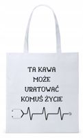 Dla Doktora Lekarza Torba Eco Biała Shopper Z Nadrukiem Ze Zdjęciem