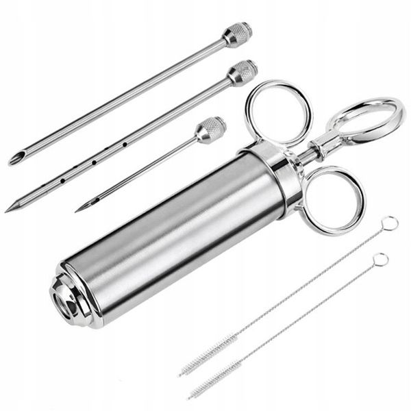 Strzykawka do PEKLOWANIA Natrysku Mięsa MARYNATĄ NASTRZYKIWARKA Stal 3 IGŁY zdjęcie 4