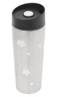 Kubek termiczny BRENO stal nierdzewna 380 ml srebrny połysk białe kwiatki