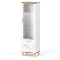 Regał Biały Witryna Słupek 40cm Komoda Szklana Salon Sypialnia Skandynawska