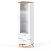 Regał Biały Witryna Słupek 40cm Komoda Szklana Salon Sypialnia Skandynawska